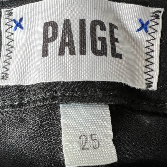 PAIGE Jeans Black Elaine High Rise Denim Raw Hem Jeans Size 25 - Picture 10 of 17